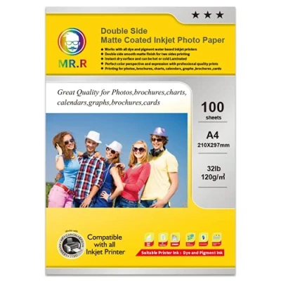 Afbeelding van MR.R 120 gsm A4X100 dubbel mat dubbelzijdig bedrukbaar onmiddellijk droog waterdicht helderwit zeer hoge kleurglans voor inkjetprinters 210X297MM
