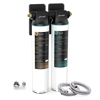 Afbeelding van Frizzlife DW15 waterfiltersysteem voor onder de gootsteen, NSF/ANSI 53&amp;42 gecertificeerd, vermindert 99,99% lood, chloor, fluoride, slechte smaak &amp; geur, Direct Connect 2 traps waterfilter, 0,5 micron