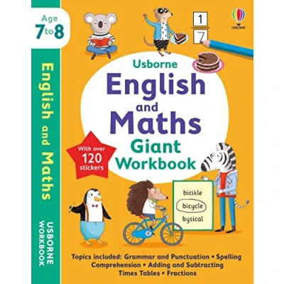 Afbeelding van Usborne English and Maths Giant Workbook 7 8 (Usborne Workbooks)