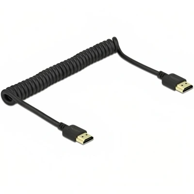 Afbeelding van HDMI kabel Krulsnoer Delock zwart
