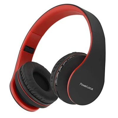 Afbeelding van PowerLocus Bluetooth hoofdtelefoon over het oor, opvouwbare draadloze hoofdtelefoon, hifi stereohoofdtelefoon met diepe bas, micro SD/TF, FM radio en bedrade modus, ingebouwde microfoons, zachte