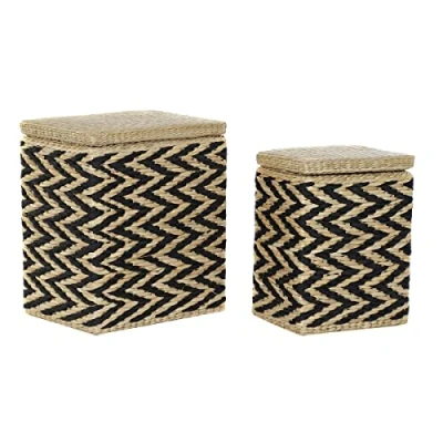 Afbeelding van Wasmand DKD Home Decor Natuurlijk Zwart Polyester Koloniaal Vezel (43 x 32 50,5 cm)