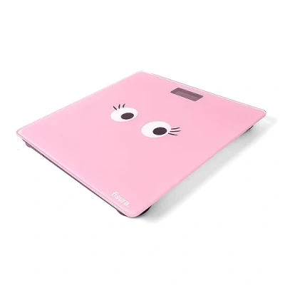 Afbeelding van Fisura Digitale weegschaal. Glazen Elektronische badkamerweegschaal tot 180 kg en 50 g nauwkeurigheid, Step On technologie. 30 x cm (Ogen, roze)