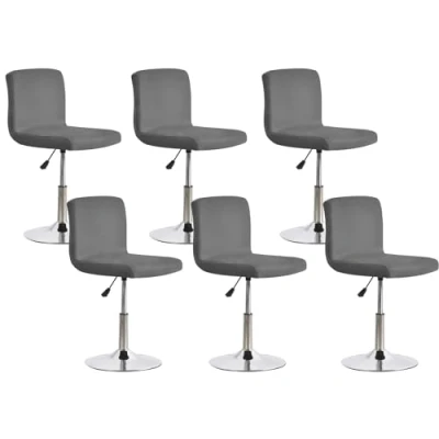 Afbeelding van Minicloss 6 stuks barstoel slipcovers met rugleuninghoes, stretch stoelhoes, verwijderbare hoezen voor korte draaibare stoel, eetkamerstoel, barkruk rugleuning (geen stoelen) (donkergrijs)