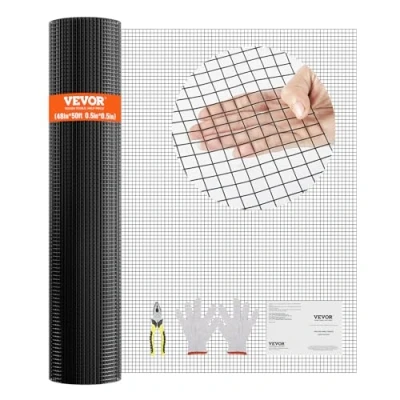 Afbeelding van VEVOR Hardwaredoek, 48&quot; x 50&#039; Gegalvaniseerde Wire Mesh Roll, 19 Gauge Kippengaas Hek Vinyl Coating Metalen Voor Kippenhok Barrière, Konijn Slang Hekken, Pluimvee Behuizingen