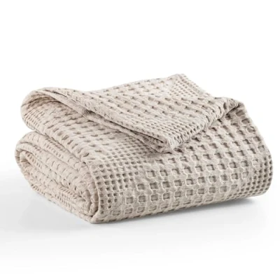 Afbeelding van Milam London Super King Sprei Deken 100% Katoen Zachte Extra Grote Spreien voor Bed Joanna Collection Beige 250 x 280 cm