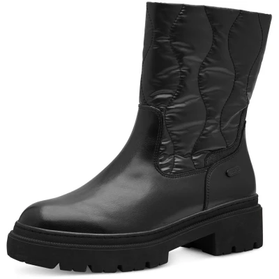 Afbeelding van Marco Tozzi Enkellaarsjes met plateauzool, Dames, Maat: 40, Black Imitatieleer/ textiel