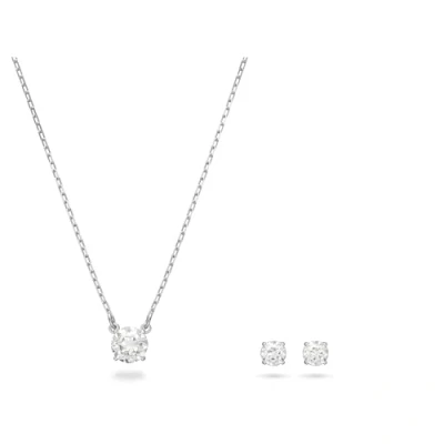 Afbeelding van Swarovski Attract set, Ronde slijpvorm, Wit, Rodium toplaag