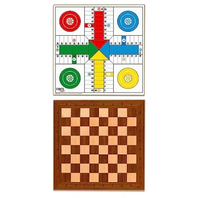 Afbeelding van Cayro Patch en schaakbord, van hout, afmetingen 33 x cm, klassiek elegant design, traditioneel spel, cognitieve ontwikkeling, duurzaam design