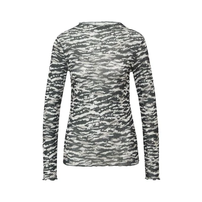 Afbeelding van QS Leicht Transparentes MIT Alloverprint Longsleeve, Dames, Maat: XL, Schwarz