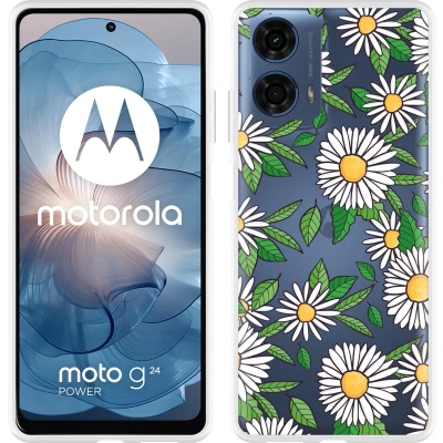 Afbeelding van Cazy Hoesje geschikt voor Motorola Moto G04/G04s/G24/G24 Power Madeliefjes