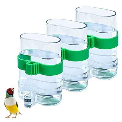 Afbeelding van DBAILY Waterdispenser voor vogels, 3 stuks, automatische papegaai drinkfles, voederdispenser, vogel, voederbak, drinkfles om op te hangen in vogelkooi valkparkieten en papegaaien