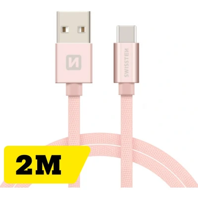 Afbeelding van Swissten USB C naar A Kabel 2M Roze