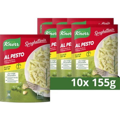 Afbeelding van Knorr Spaghetteria Pastagerecht Al Pesto smakelijke maaltijd zonder toegevoegde smaakversterkers, kunstmatige kleurstoffen en conserveermiddelen 10 x 155 g