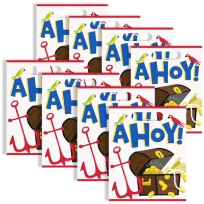 Afbeelding van Unique 78423 Piraat Party &quot;Ahoy&quot; Loot Bags 8 Stuks