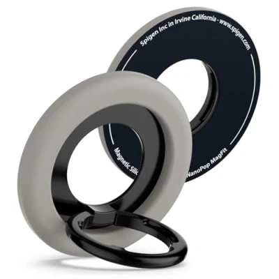 Afbeelding van Spigen Nano Pop MagFit Magnetische Telefoonringhouder voor MagSafe, 135 Verstelbaar Telefoongreep iPhone 16 15 14 13 12 en MagSafe Hoesje Samsung S25 Ultra Plus (Grijs)