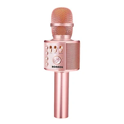 Afbeelding van BONAOK Draadloze Bluetooth Karaoke Microfoon, 3 in 1 Draagbare Handbediend Microfoon Kind, Verjaardagscadeau Huis feest Apparatuur voor iPhone, Android, PC (Rose goud plus)