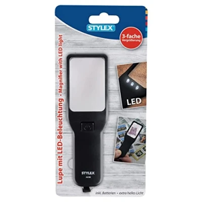 Afbeelding van Stylex 31254 Vergrootglas met ledverlichting, 3 voudige vergroting, zwart, 120 x 38 12 mm, 1 stuk