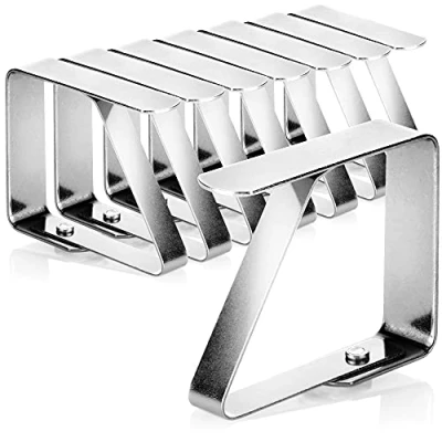 Afbeelding van COM FOUR® 8x tafelkleedklemmen van roestvrij staal weerbestendige doekhouders tafelklemmen voor binnen en buiten metalen clips