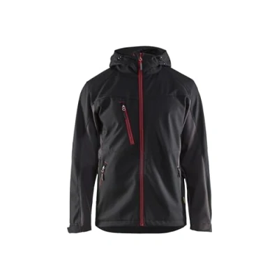 Afbeelding van Blaklader Softshell jack met capuchon 4753 2516 Mannen Zwart/Rood S