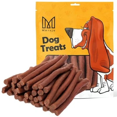 Afbeelding van MERSJO Hondenlekkernij 77% hoog vleesgehalte, geen additieven, graan en suikervrij, lekkernijen voor honden dagelijks gebruik, natuurlijke kauwhulp, zachte konijnen, 500 g