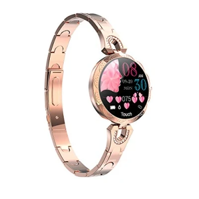 Afbeelding van LONGLU smartwatch voor dames, compatibel met iOS , Android iPhone en Samsung telefoons. Fitnesstracker hartslag bloeddruk, waterdicht, Bluetooth, stappenteller, slaapactiviteit (goud)