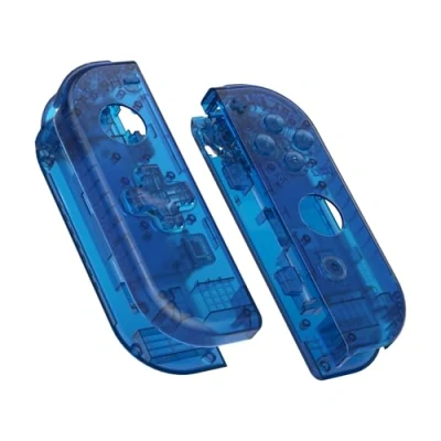 Afbeelding van eXtremeRate Transparant Blauw Joycon Handheld Controller Behuizing (D Pad Versie) met Volledige set Knoppen, Doe Het Zelf Vervangende Hoes voor Switch &amp; OLED Joy Con Console Shell NIET Inbegrepen