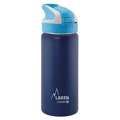 Afbeelding van Laken herbruikbare thermische fles top van roestvrij staal met automatische dop en veiligheidssluiting, 500 ml, donkerblauw