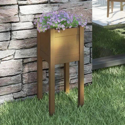 Afbeelding van Plantenbak 31x31x70 cm massief grenenhout honingbruin