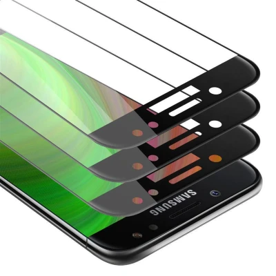 Afbeelding van Cadorabo 3x Screenprotector geschikt voor Samsung Galaxy J3 PRO Volledig scherm pantserfolie Beschermfolie in TRANSPARANT met ZWART Getemperd (Tempered) Display beschermend glas 9H hardheid 3D Touch