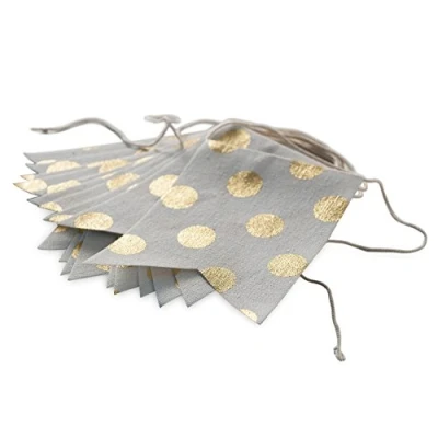Afbeelding van Mopec slinger met gouden stippen, stof, ivoor, 3 x 15 11 cm, 2 stuks
