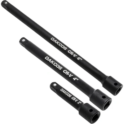 Afbeelding van DAKCOS 1/4&quot; Impact Extension Bar Set, 3 delige Socket Bar, Extensions Tool CR V met zwart fosfaterend
