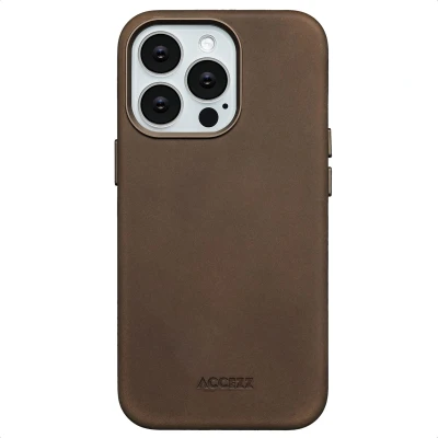 Afbeelding van Apple iPhone 13 MagSafe Hoesje Echt leder Accezz Backcover Bruin Telefoonhoesje