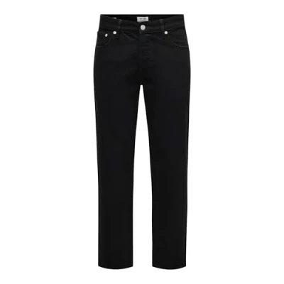 Afbeelding van ONLY &amp; SONS Onsedge Straight Box Tai DNM Cbo Noos, zwart denim, 28W x 30L