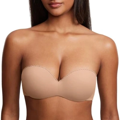 Afbeelding van DOBREVA Dames Strapless Beha Push Up met Beugel Bandeau BHS natuurlijk 80B