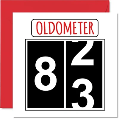 Afbeelding van Leuke 83e verjaardagskaarten voor mannen vrouw Oldometer Happy Birthday Card papa mama overgrootvader opa Nanny oma oom tante, 145mm x wenskaarten, verjaardagskaart