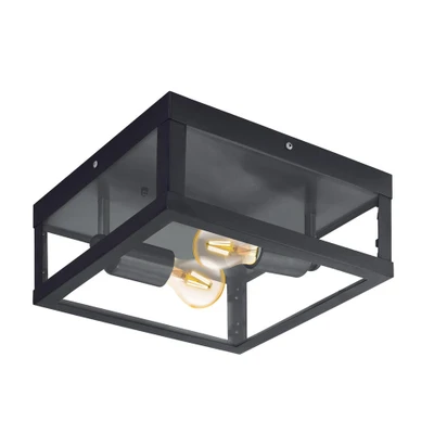 Afbeelding van Wandlamp/plafondlamp alamonte 1 zwart glas 2xE27 Eglo