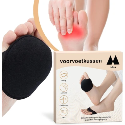Afbeelding van Voorvoetkussen Voetkussen Voor Voorvoet Inlegzolen Hakken Anti Slip Zacht Schok Dempend One Size Fit All Zwart