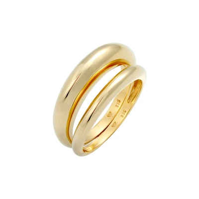Afbeelding van Elli 2 PACK Statement Ring goldcoloured, Dames, Maat: 54, Gold coloured