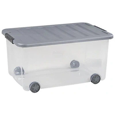 Afbeelding van Curver Scotti multifunctionele box, 50 l, met rollen in transparant/grijs, plastic, 35 x 25 10 cm