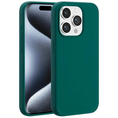 Afbeelding van Apple iPhone 15 Pro MagSafe Hoesje Siliconen en TPU (zacht) Accezz Softcase/Backcover Groen Telefoonhoesje
