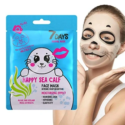 Afbeelding van Animal Face Mask Sea Calf 1 Pcs For All Skin Types Tissue Hydration Moisturizing Cleansing Algae Extract Funny Selfies Your Home SPA 28g 7DAYS