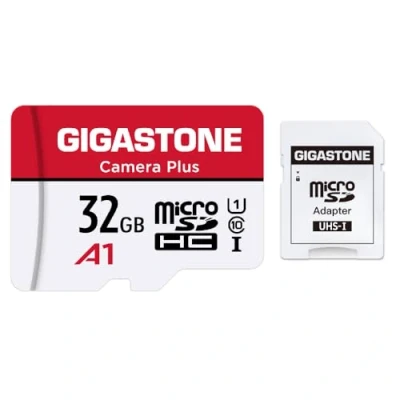 Afbeelding van Gigastone Micro SD Card 32GB, Camera Plus, MicroSDHC Memory for Video Camera, Wyze Cam, Security Roku, Full HD Recording, UHS I U1 A1 Class 10, up to 90MB/s, with Adapter