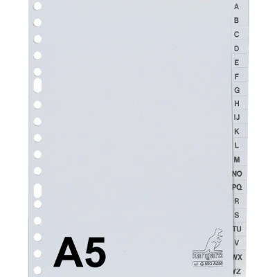 Afbeelding van Tabbladen Kangaro A5 17 gaats G520AZM alfabet grijs PP