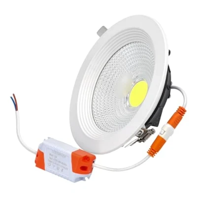 Afbeelding van Jandei 15W inbouw COB LED downlight, witte aluminium spot met rond frame, 160x47mm (inbouwgat 130 135mm), 1350 lumen, IP44. Ideaal voor woonkamer, keuken, badkamer 1 eenhed (koud licht 6000K)