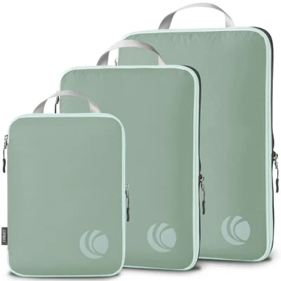 Afbeelding van Cipway Compressie verpakking kubussen, ultralichte reisbagage organizer sets uitbreidbare reisbenodigdheden voor handbagage (groen 3 stuks)