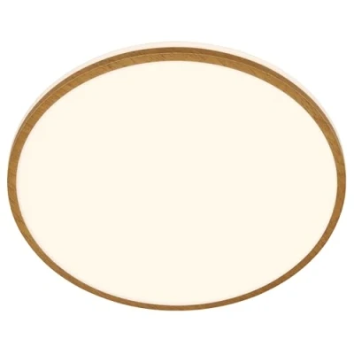 Afbeelding van Briloner LED plafondlamp Acorus, Ø 33 cm, wit/houtkleurig, IP44