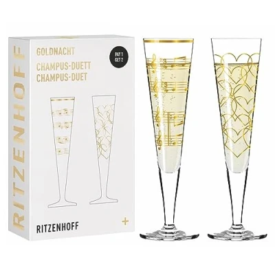 Afbeelding van Ritzenhoff 6031006 champagneglas 200 ml serie Goldnacht Duett Best of 2022 2 stuks met echt goud Made in Germany