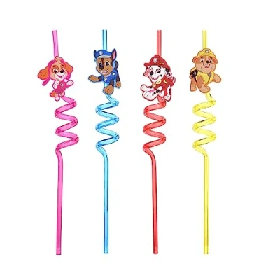 Afbeelding van Paw Patrol Harde Plastic Rietjes 4 Stuks met Kleurrijk Ontwerp Herbruikbare Verjaardagsfeestje voor Kinderen Ijsje Fruitfeest Rietje Kerstfeest Accessoires