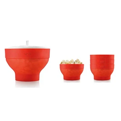Afbeelding van Lékué Magnetron Popcorn Maker + 4 Kommen Red